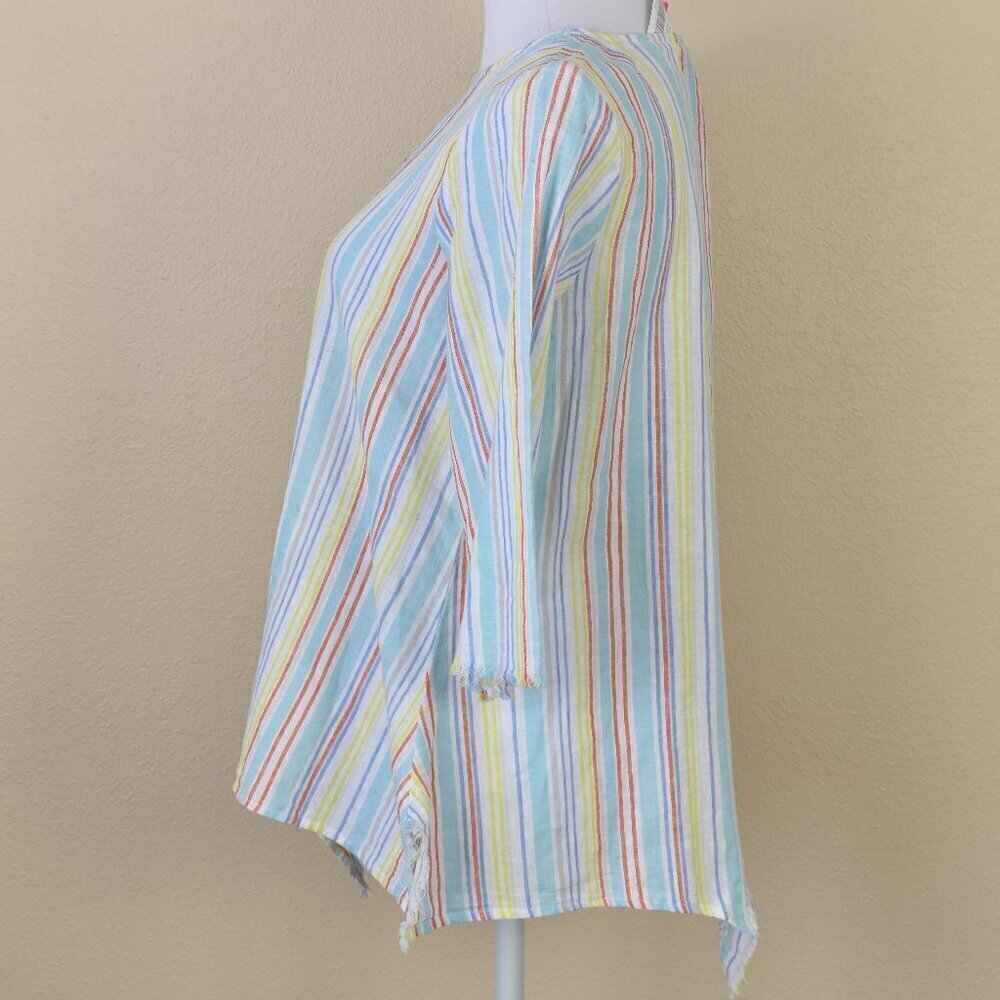 Ali Miles Linen Stripe Top NEW - Petite S - Picture 5 of 9